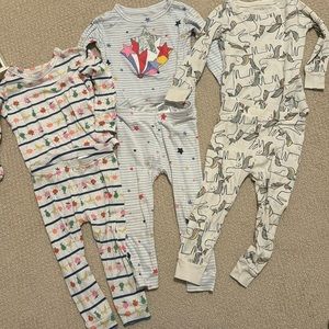 3 pairs of 2T toddler girl pajamas - two from Gap one from Old Navy